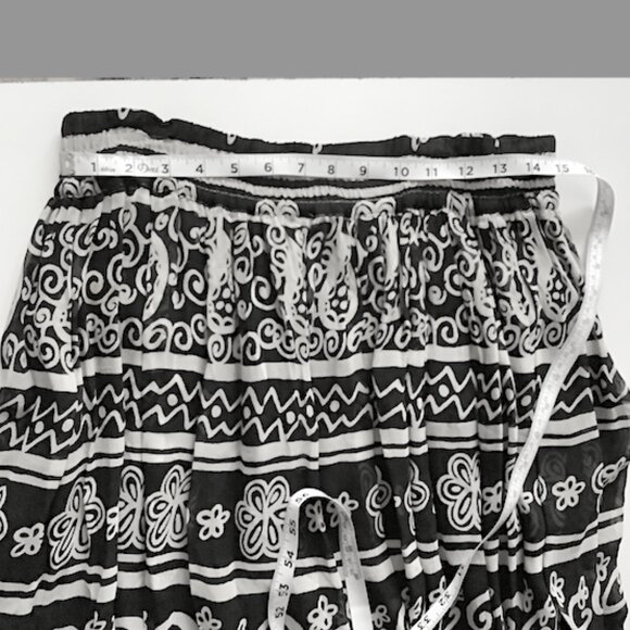 Compagnie International Express-Maxi Black and White Rayon Circle Skirt, Size M - Picture 3 of 6